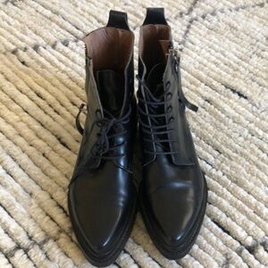 Acne Black Lace-Up Leather Boots